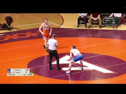 184lbs Sam Fisher (Virginia Tech) vs Connor Bourne (American)