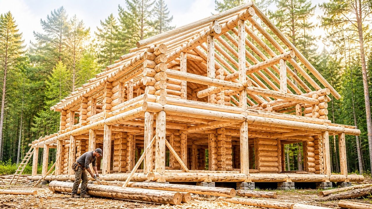 2 Years Building a Massive Log Cabin Alone Deep in the Forest @bjornbrenton @QuantumMakers