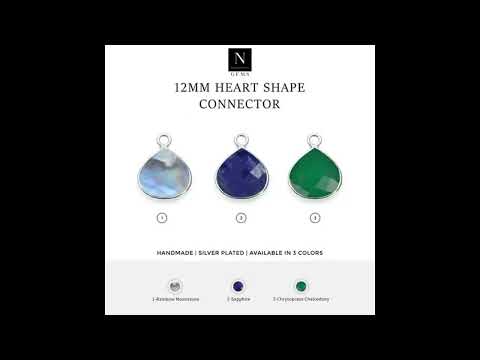 Heart shape silver bezel faceted gemstone connector, nuan ge...