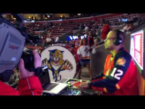 DeeJay K-N-S spinning during the Florida Panthers VS NY Islander NHL playoffs