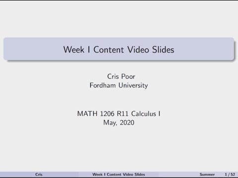 MATH1206R11 (Calculus I): Content Video 1