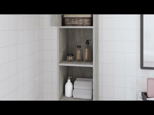 Vidéo teaser pour 802601 vidaXL Bathroom Cabinet Concrete Grey 30x30x183,5 cm Engineered Wood