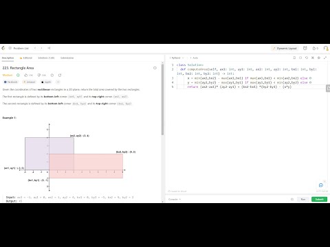 Leetcode 223 Rectangle Area Programming Leetcode Leetcodepython Leetcodesolution Python
