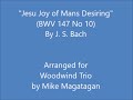 "Jesu Joy of Mans Desiring" (BWV 147 No. 10) for Woodwind Trio