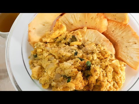 Jamaican Breakfast Seasoned Ackee & Fried Breadfruit ||