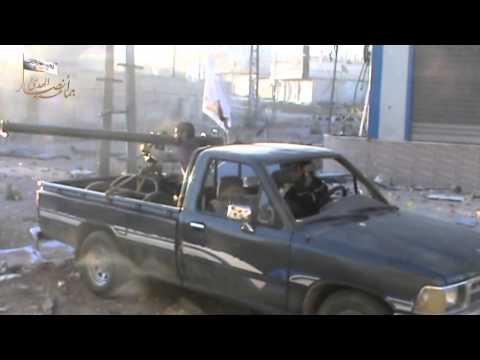 استهداف تحصينات قوات النظام في حي المنشية في درعا البلد بواسطة مدفع بي 82 من قبل جماعة أنصار الهدى