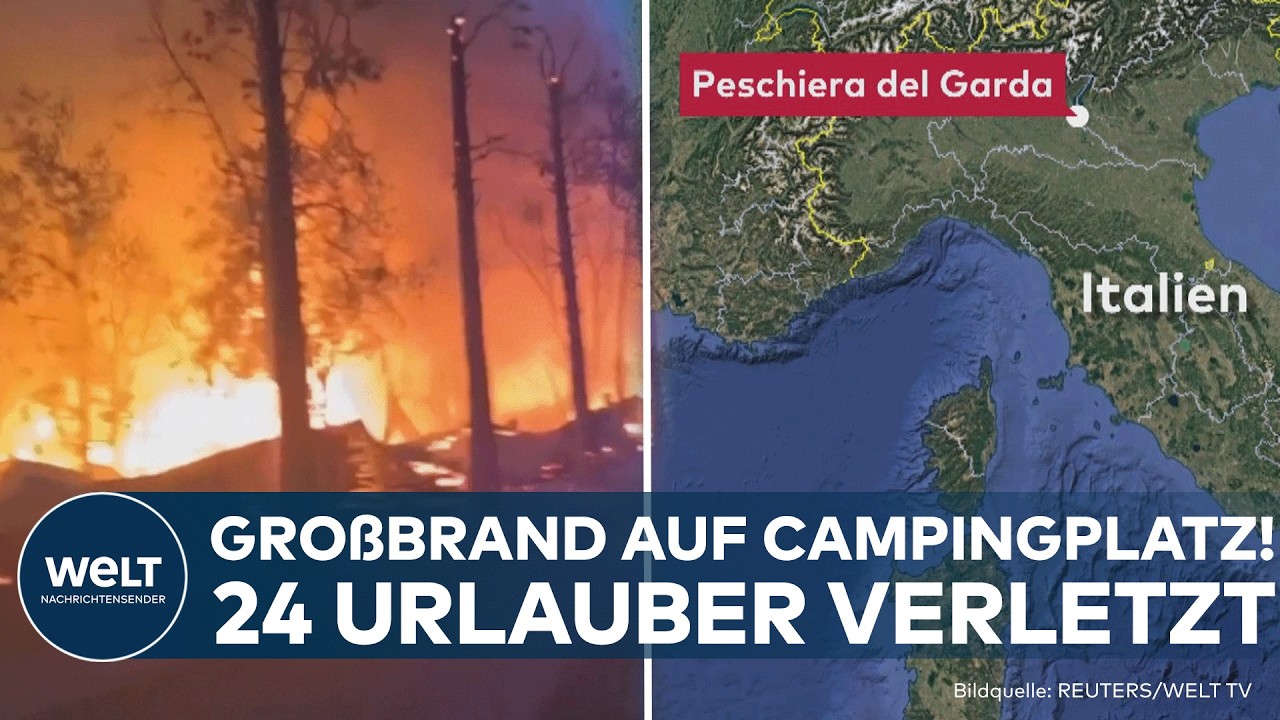 GARDASEE: Großbrand auf Fünf-Sterne-Campingplatz! 24 Urlauber verletzt – Gasflaschen explodieren!