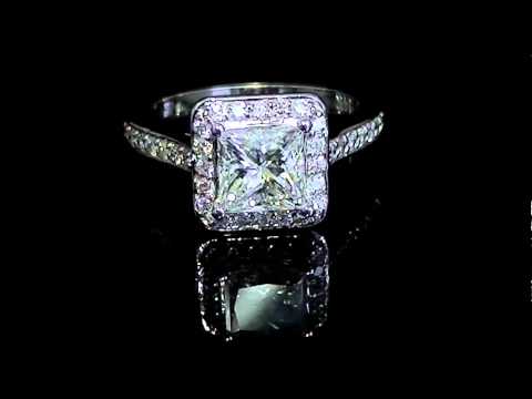 1.85 CT T.W. SI1 PRINCESS SHAPE DIAMOND 14K SOLID WHITE GOLD ENGAGEMENT RING