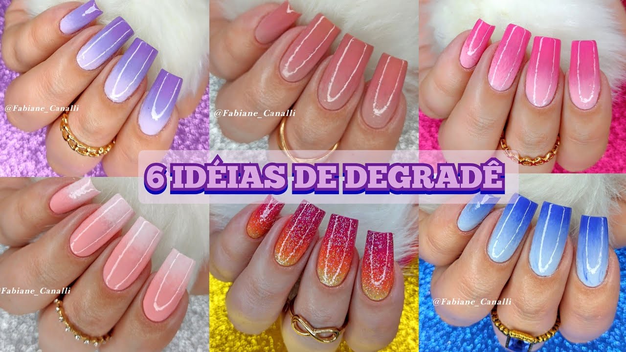 6 IDÉIAS DE DEGRADÊ PARA AS UNHAS / TUTORIAL SUPER FÁCIL.