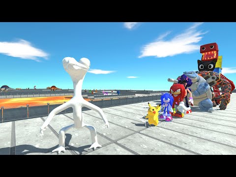 Rainbow Friends White vs Boxy Boo LAVA DEATH RUN - Animal Revolt Battle Simulator