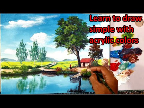 Let's painting a picture of a rural landscape in acrylic.