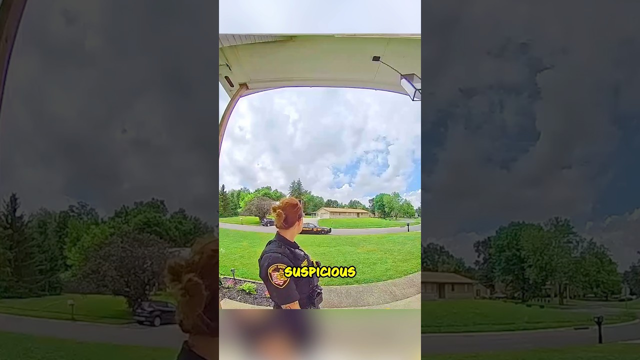 Cop Starts to Get Suspicious - Hilarious Doorbell Reaction 😂 #shorts