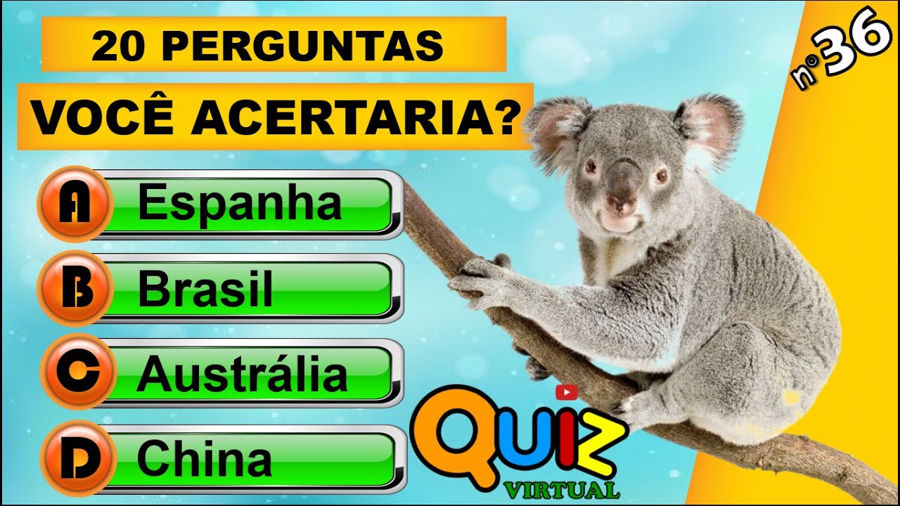 QUIZ VIRTUAL 36 | Perguntas de Conhecimentos Gerais Nível Fácil.