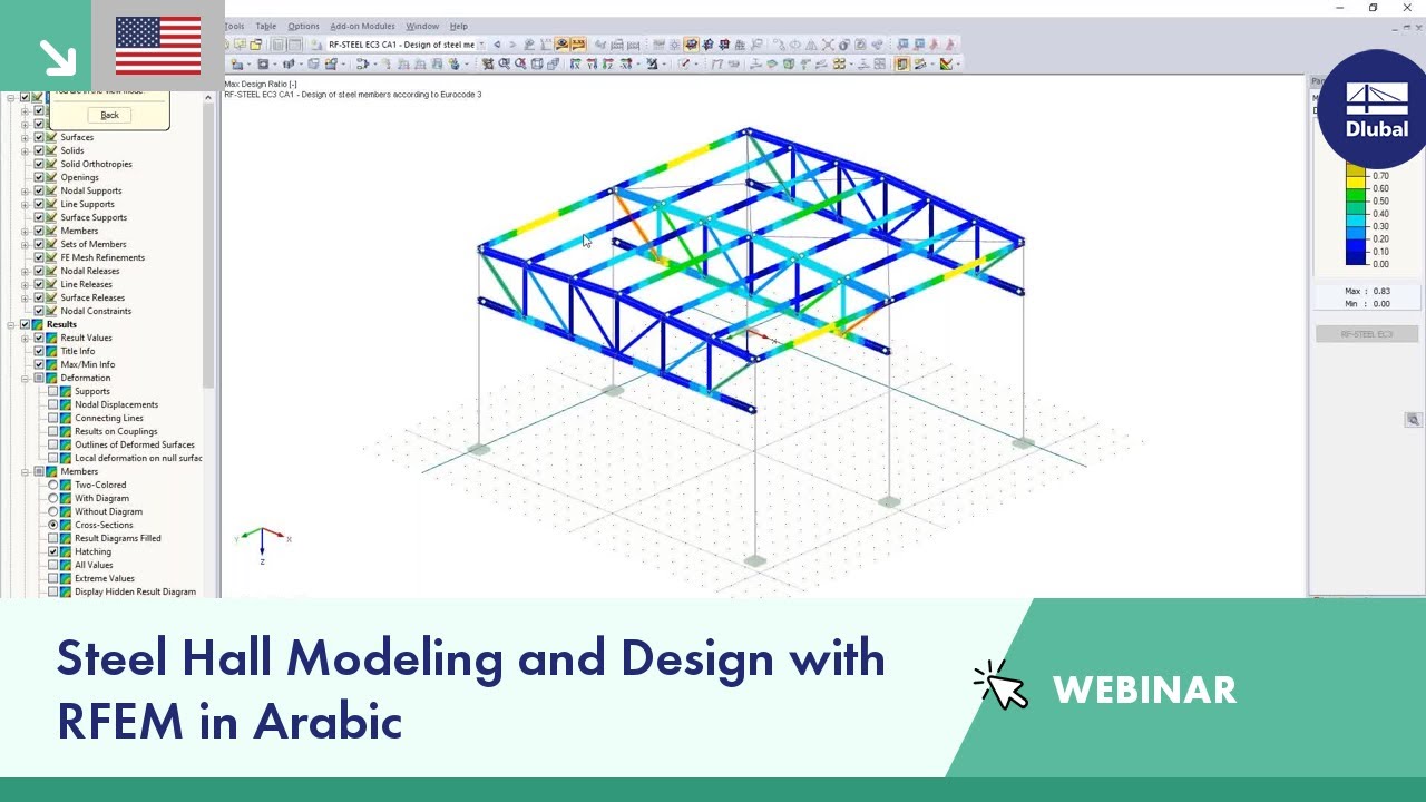 Steel Hall Modeling and Design with RFEM in Arabic