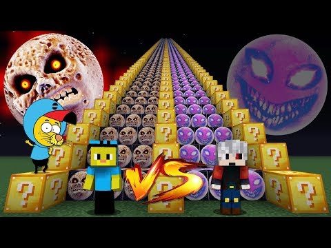 LUNAR MOON VS RED SUN LONGEST LUCKY BLOCK STAIRS - Minecraft
