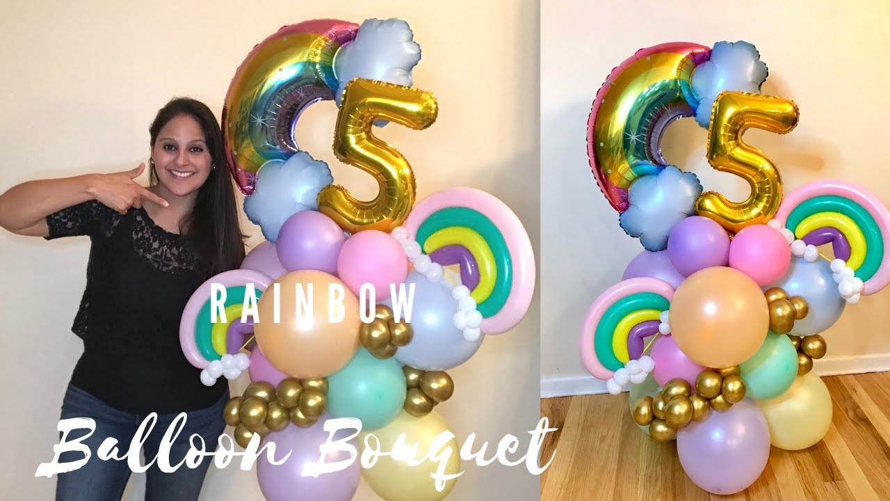 DIY Rainbow Balloon Bouquet | Birthday Girl | Balloon Bouquet Tutorial