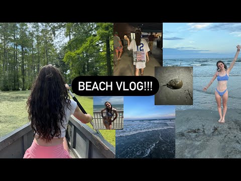 beach vlog!! ( Shopping, hauls, sneaking out, shark teeth hunting, ect!!)