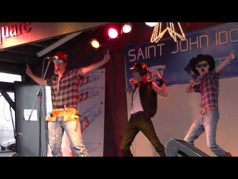 Patrick Blanchard from  97.3 Wave Street Team lip sync's-Macho Man by the Village People
