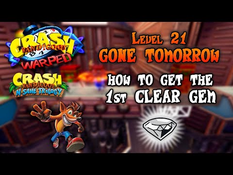 (21) Gone Tomorrow - 1st Clear Gem ⚪💎 (All boxes) ~ Crash Bandicoot 3: Warped
