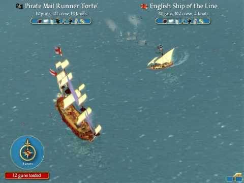 Sid Meier's Pirates! Mail Runner vs. Ship of the Line (Swashbuckler)