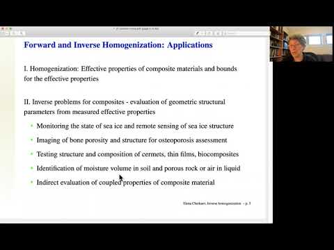 International Zoom Inverse Problems Seminar, Sept.30, 2021, Elena Cherkaev (University of Utah)