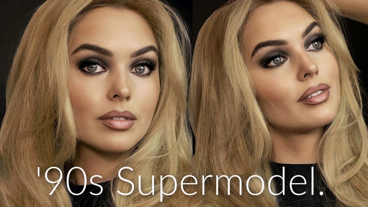 '90s SUPERMODEL MAKEUP tutorial🖤 easy smokey eyes & '90s nude lip!