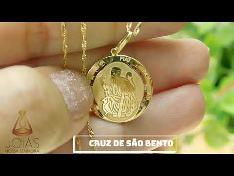 Pingente em Ouro 18K Medalha da Cruz de São Bento