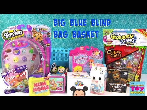 Shopkins Big Blue Basket Of Blind Bags Opening | Num Noms Twozies Disney | PSToyReviews