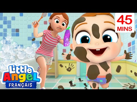 La Boue! Je ne veux pas prendre un bain! Comptines Bébé Louis | Little Angel Français