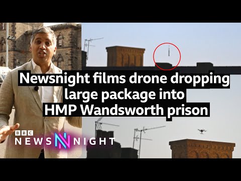 Newsnight films drone dropping large package into HMP Wandsworth prison