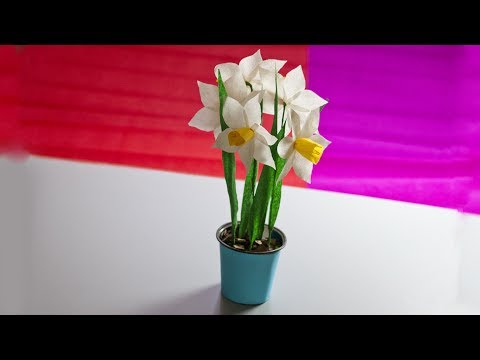 How to make a paper flower | Flower Making of Crepe Paper | Narcissus flower Video
