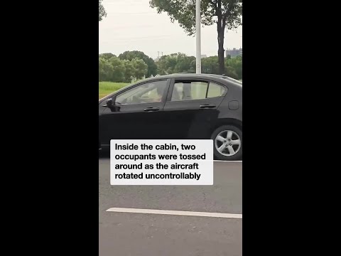 Terrifying moment helicopter spins out of control after landing