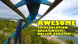 Great White Roller Coaster 4K Ultra HD Front Seat POV SeaWorld San Antonio Texas