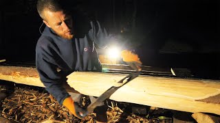 Off Grid LOG CABIN Build / Peeling LOGS for the Bathroom/Sauna (S3 Ep10)