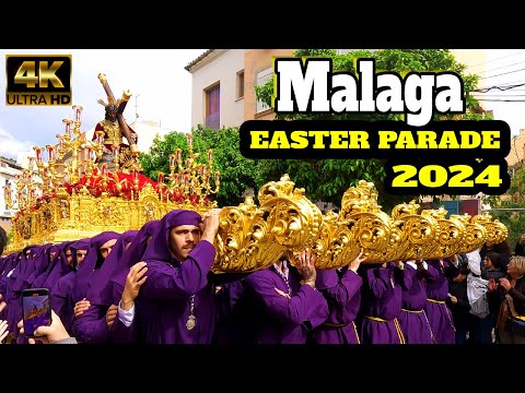 MALAGA Spain EASTER PARADE 2024 - SEMANA SANTA Processions | Costa Del Sol, ANDALUSIA [4K]
