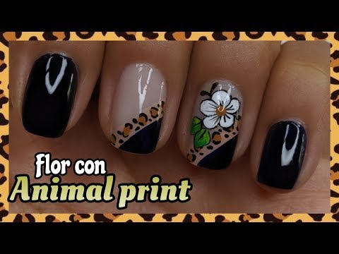 DECORACIÓN DE UÑAS FLOR FÁCIL CON ANIMAL PRINT ♥ NailArt By Andy