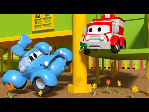 Ambulanta Amber Micuta Katie se loveste de un copac Orasul Masinilor ! desene cu masini pentru copii