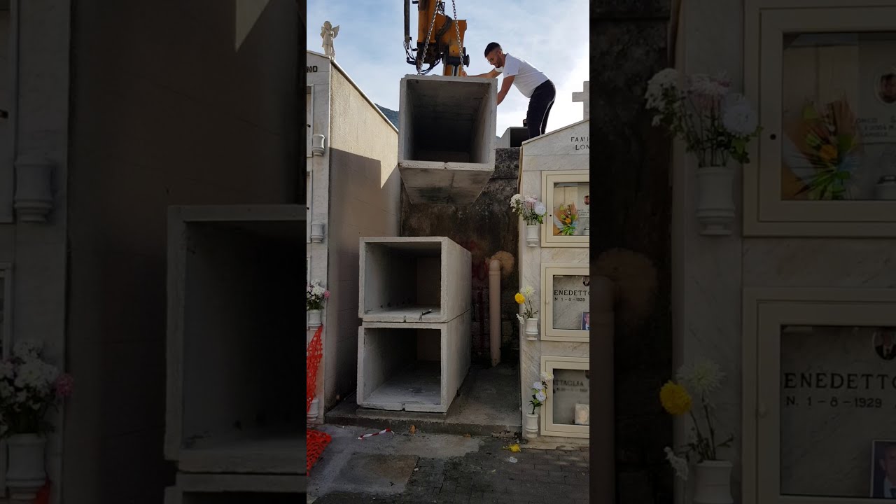 Collocazione Montaggio loculi prefabbricati trasporto collocazione autocarri grù rapidità montaggio