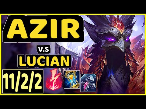 AZIR vs LUCIAN - 11/2/2 KDA MID GAMEPLAY - KR Ranked MASTER