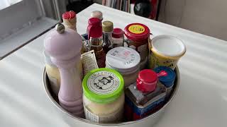 360도 스테인레스 회전 트레이/양념병 정리/영양제 정리/주방정리용품 추천