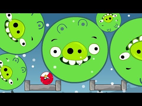 Angry Birds Kick Out Green Piggies - TINY ROUND BIRDS TRANSFORM TO BIG! KICKING OUT ALL PIGS!