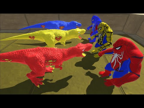 Colored Superman T-REX VS GORO DEATH RUN - ANIMAL REVOLT BATTLE SIMULATOR || tauPlays sims eps128