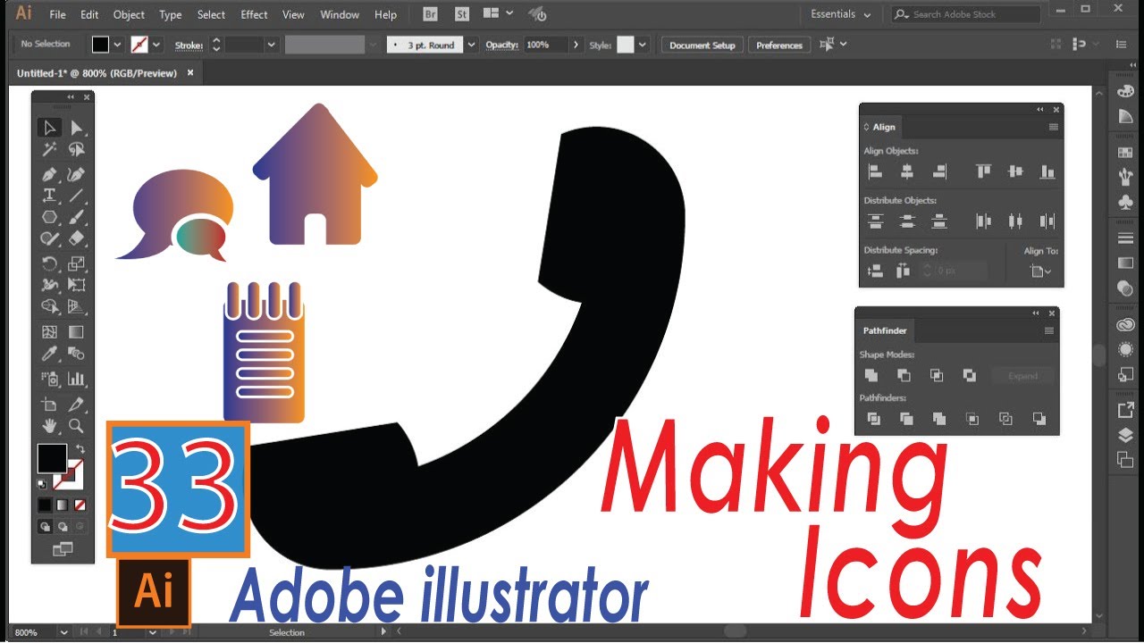 How to Create Simple Icons | Illustrator Tutorial | Class 33 | Draw Icons in adobe illustrator |