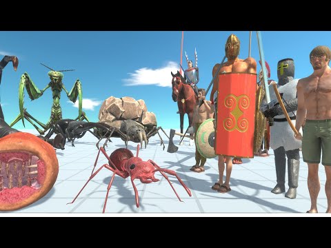 Giant Invertebrates team VS Ancient Humans team - ARBS (Animal Revolt Battle Simulator)