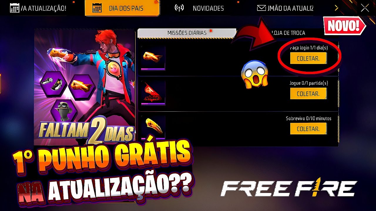 ATENÇÃO!! 1° PUNHO GRÁTIS NA ATUALIZAÇÃO? EMOTE BANDEIRÃO, EVENTOS ANTIGOS E PRÊMIOS - FREE FIRE