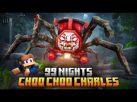 HIDING FROM CHOO-CHOO CHARLES FOR 99 NIGHTS IN THE WORLD OF TRAIN TRACKS IN MINECRAFT!