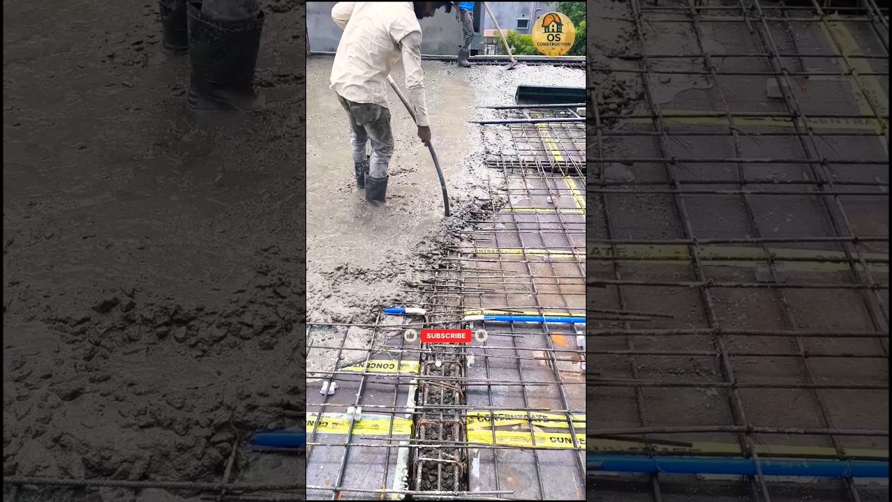 “No Honeycombing, No Cracks 💪 | Vibrator use in slab = Strength + Perfection! #construction #site