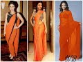 Orange Color Plain Designer Saree Collection Orange Saree For Party Wear 2018