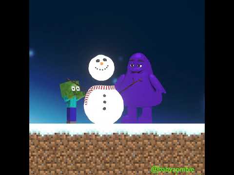 Baby Zombie VS Good Grimace Shake  And Snowman #minecraft #shorts #grimaceshake