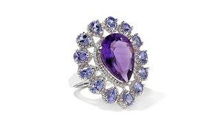 Download the video "Colleen Lopez 5.82ct Amethyst and Tanzanite Cocktail Ring"